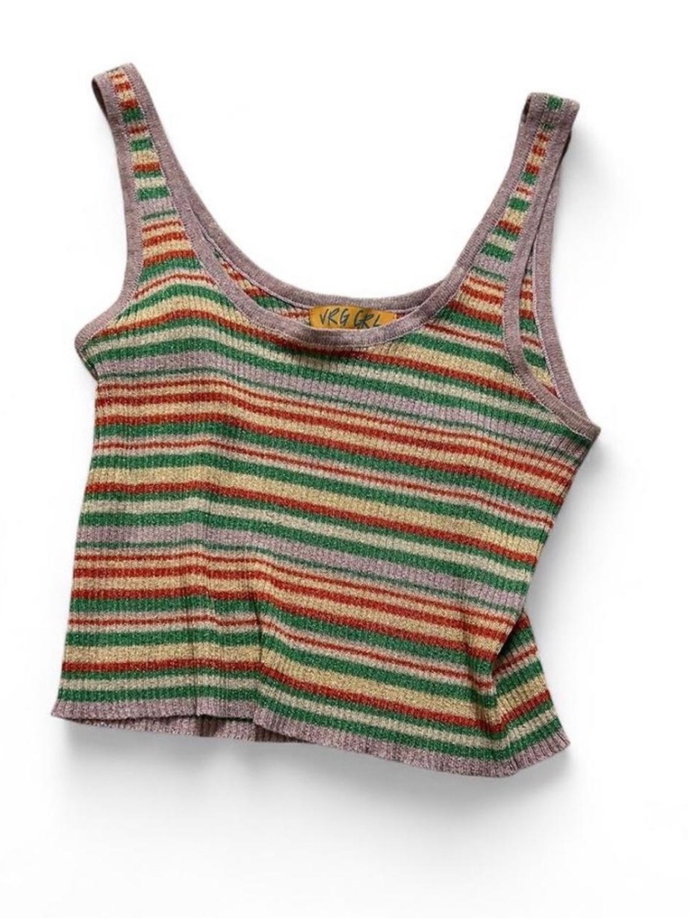 VRG GRL 90’s style metallic striped tank top size XS